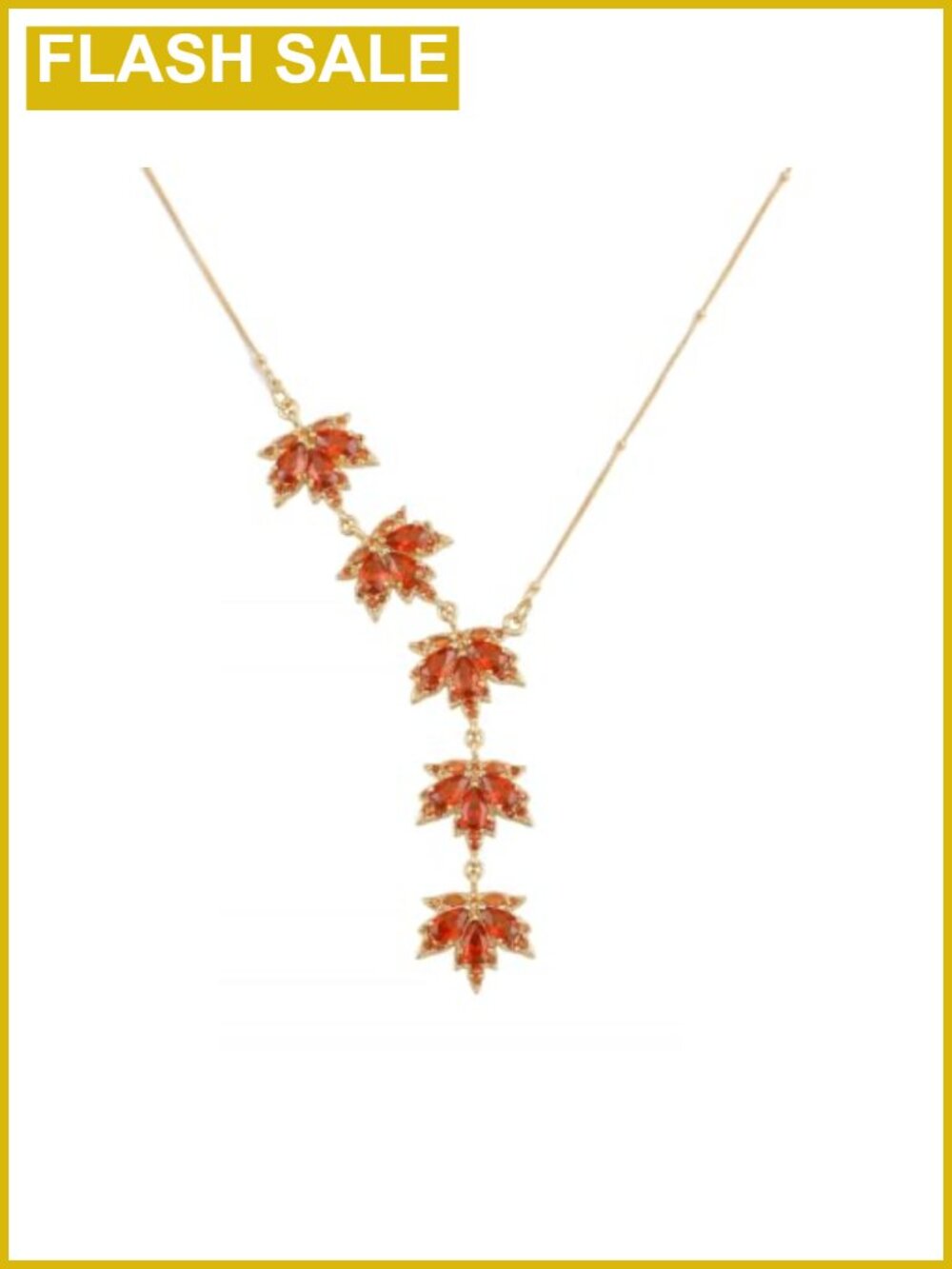14K Gold Plated Y-Necklace Maple Leaf Pendant Necklace Set